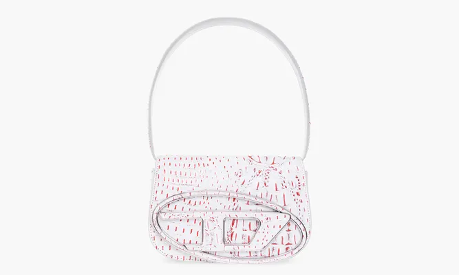 Сумки Diesel 1DR Shoulder Bag «Croc-print White» белый