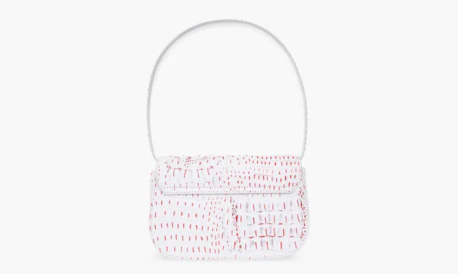 Сумки Diesel 1DR Shoulder Bag «Croc-print White» белый