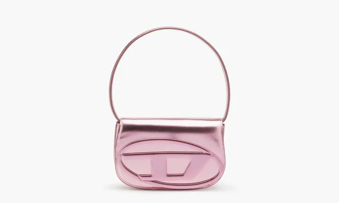 Сумки Diesel 1DR Shoulder Bag «Mirrored Leather Pink» розовый