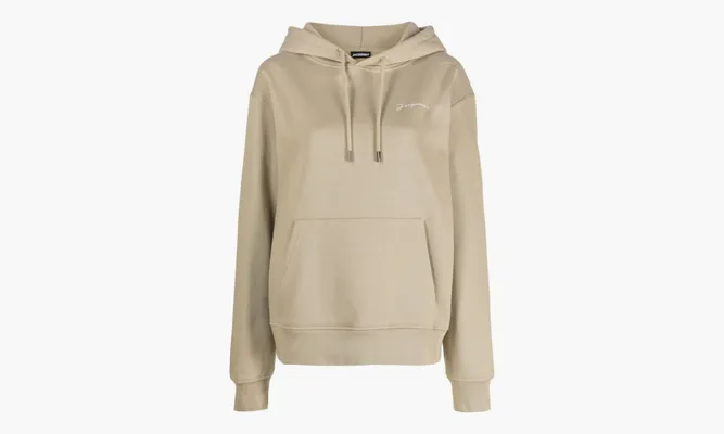 Одежда Jacquemus Le Sweatshirt Brode Embroidered Logo Hoodie «Dark Beige» бежевый