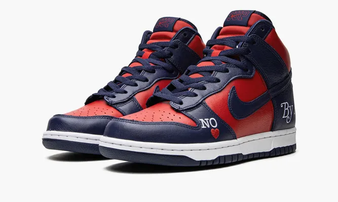 Кроссовки Nike SB Dunk High «Supreme By Any Means Navy» синий,красный