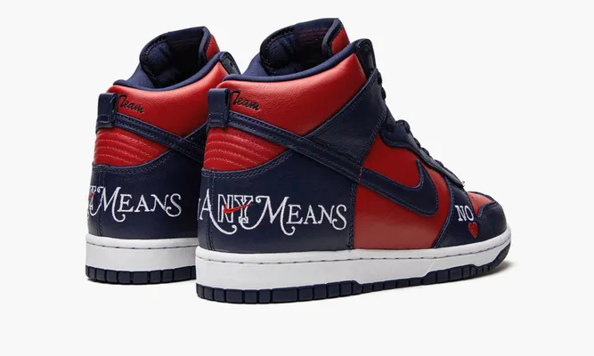 Кроссовки Nike SB Dunk High «Supreme By Any Means Navy» синий,красный
