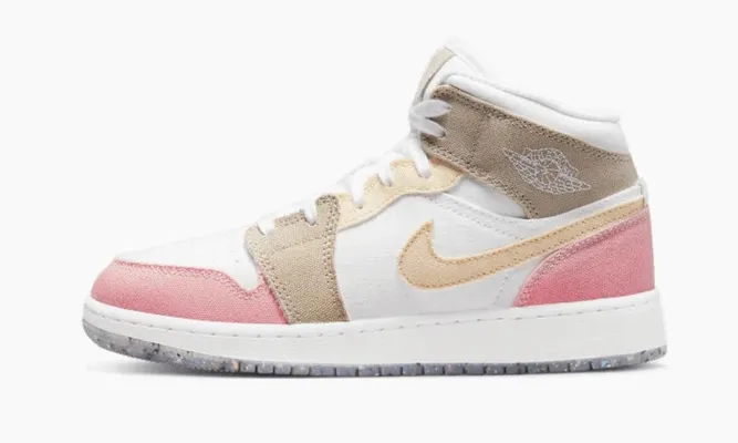 Кроссовки Air Jordan 1 Mid SE GS «Pastel Vivid Green Grind» кремовый