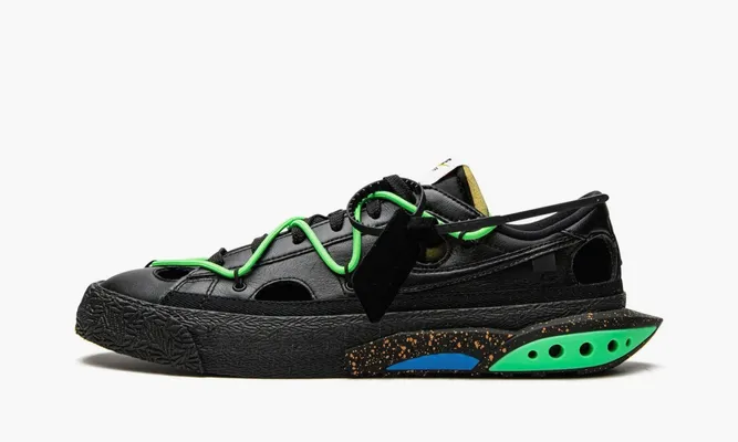 Кроссовки Nike Blazer Low «Off-white Black Electro Green» черный