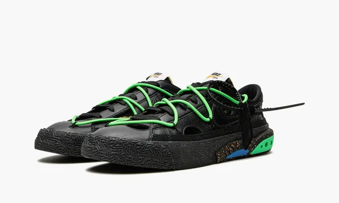 Кроссовки Nike Blazer Low «Off-white Black Electro Green» черный