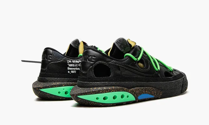 Кроссовки Nike Blazer Low «Off-white Black Electro Green» черный