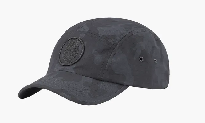 Аксессуары Stone Island X Supreme Reactive Ice Camo Ripstop Camp Cap «Black» черный