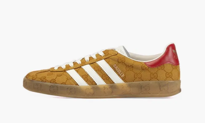 Кроссовки Adidas X Gucci Gazelle «Original Gg Beige Brown» коричневый