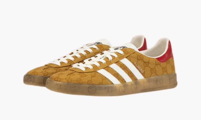 Кроссовки Adidas X Gucci Gazelle «Original Gg Beige Brown» коричневый