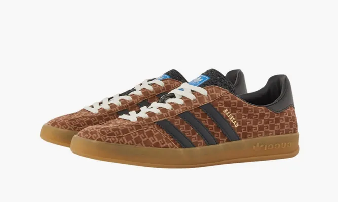 Кроссовки Adidas X Gucci Gazelle «Original Gg Beige Brown Black» коричневый