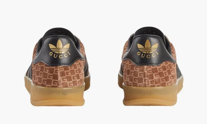 Кроссовки Adidas X Gucci Gazelle «Original Gg Beige Brown Black» коричневый