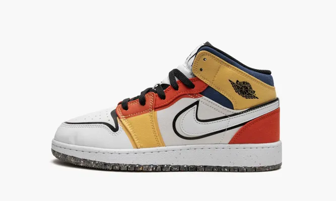 Кроссовки Air Jordan 1 Mid GS «Multi-color Canvas» разноцветный