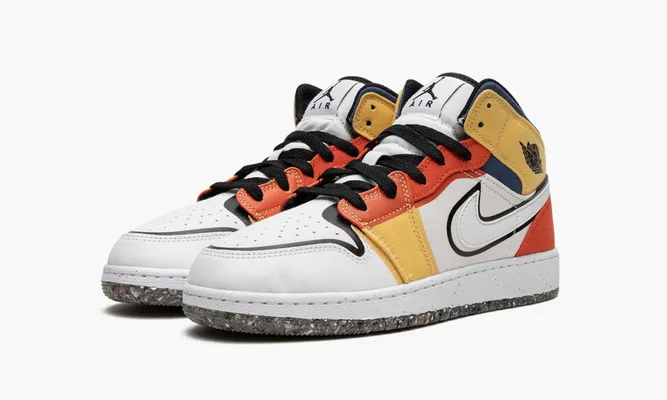 Кроссовки Air Jordan 1 Mid GS «Multi-color Canvas» разноцветный