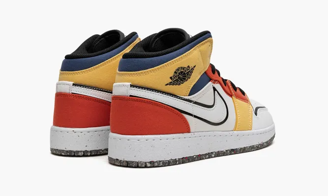 Кроссовки Air Jordan 1 Mid GS «Multi-color Canvas» разноцветный