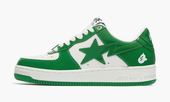 Кроссовки A Bathing Ape BAPE Sta «Patent Leather Green White» зеленый