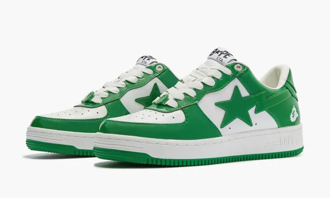 Кроссовки A Bathing Ape BAPE Sta «Patent Leather Green White» зеленый