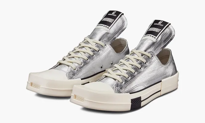 Кроссовки Rick Owens X Converse Drkshdw Turbodrk Chuck Taylor All-star 70 Ox «Silver White» серебряный