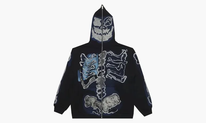 Одежда Travis Scott X Fragment Skeleton Graffiti Full Zip Hoodie «Multi» синий