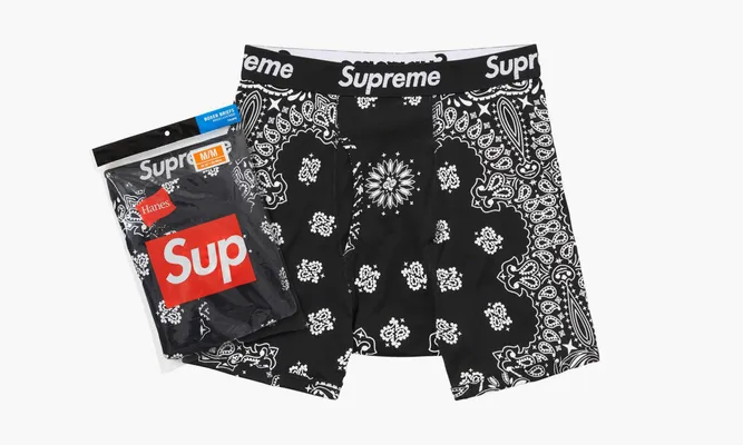 Одежда Nike Supreme Hanes Bandana Boxer Briefs 2 Pack «Black» черный