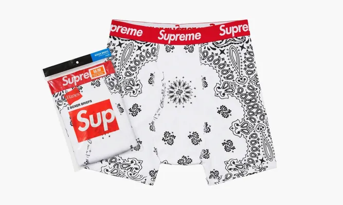 Одежда Nike Supreme Hanes Bandana Boxer Briefs 2 Pack «White» белый