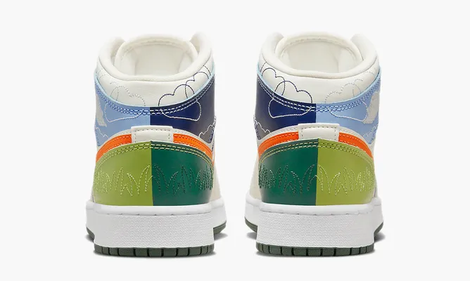 Кроссовки Air Jordan 1 Mid SE GS «Stitch» кремовый