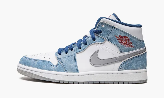 Кроссовки Air Jordan 1 Mid «French Blue Fire Red» lightBlue