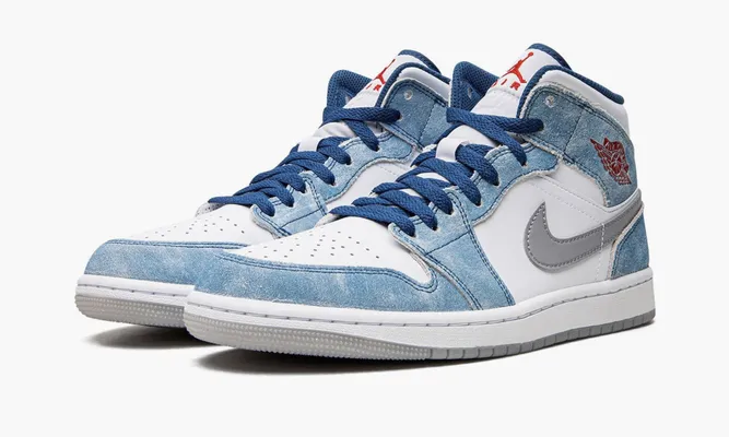 Кроссовки Air Jordan 1 Mid «French Blue Fire Red» lightBlue