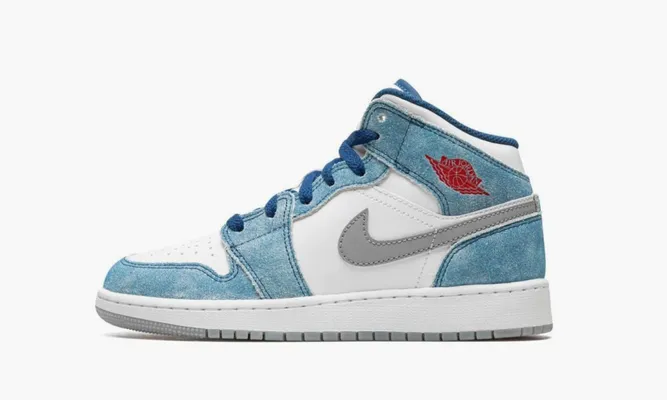 Кроссовки Air Jordan 1 Mid GS «French Blue Fire Red» lightBlue