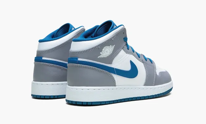 Кроссовки Air Jordan 1 Mid GS «True Blue Cement» серый,белый