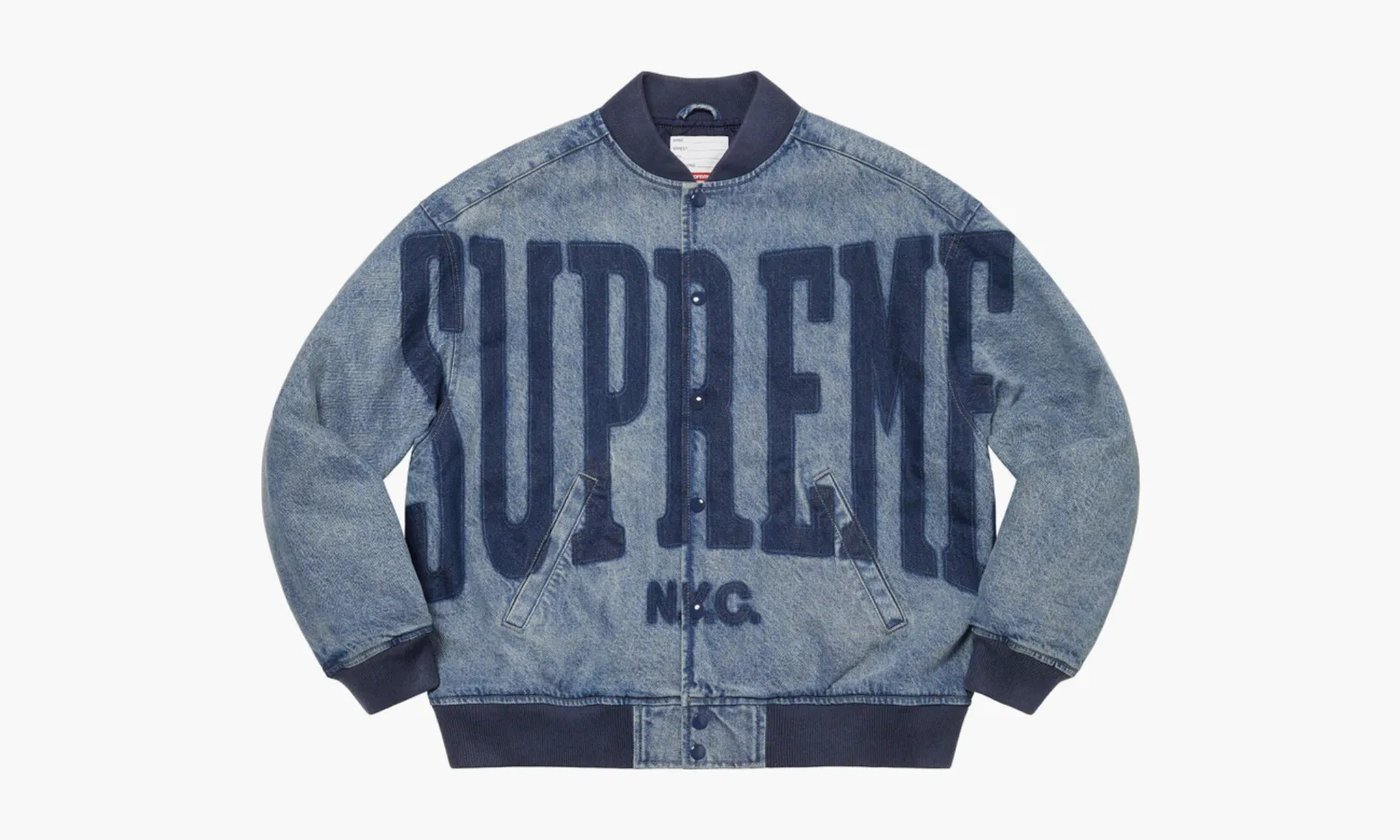 Supreme Washed Knockout Denim Varsity Jacket «Washed Blue»
