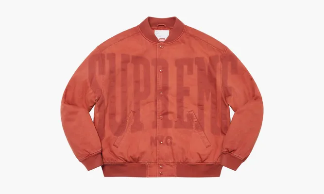 Одежда Supreme Washed Knockout Denim Varsity Jacket «Rust» оранжевый