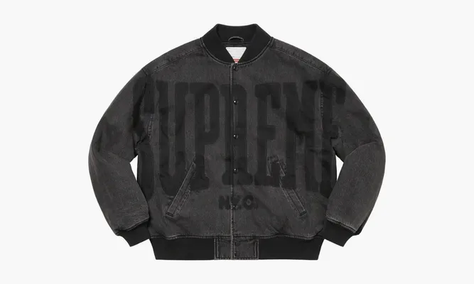 Одежда Supreme Washed Knockout Denim Varsity Jacket «Washed Black» черный