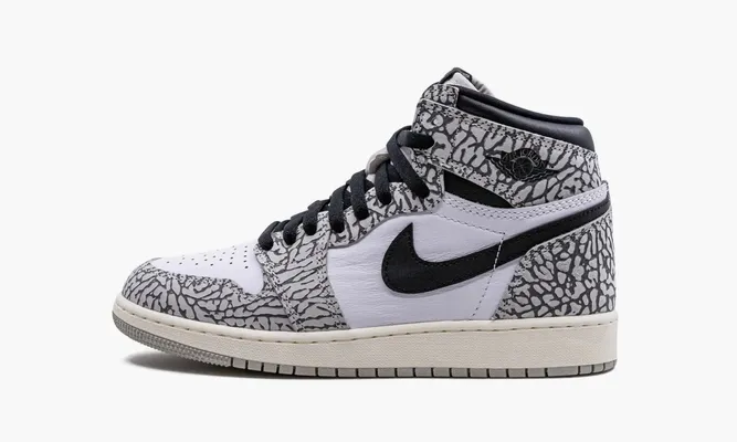 Кроссовки Air Jordan 1 High OG GS «White Cement» серый,белый