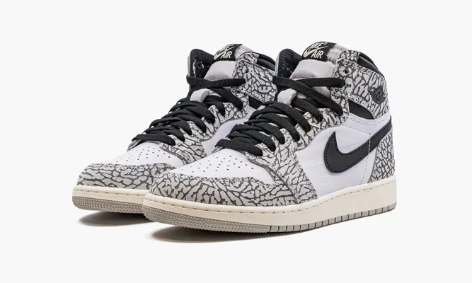 Кроссовки Air Jordan 1 High OG GS «White Cement» серый,белый
