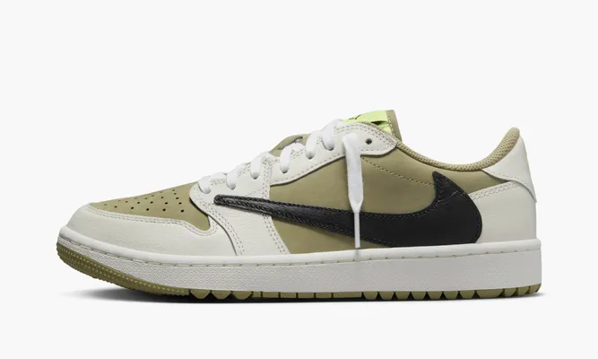 Кроссовки Air Jordan 1 Retro Low Golf «Travis Scott Neutral Olive» кремовый