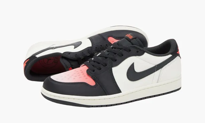 Кроссовки  Paris Saint-Germain x Air Jordan 1 Retro Low OG «Sail Pink Oxford» красный