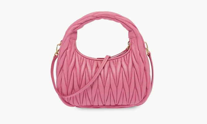 Сумки Miu Miu Wander Matelasse Nappa Leather Hobo Bag «Pink» розовый