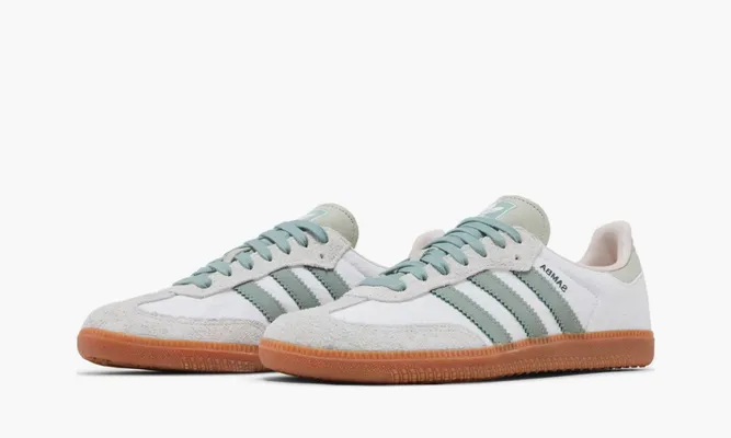 Кроссовки Adidas Wmns Samba OG «White Silver Green» серый