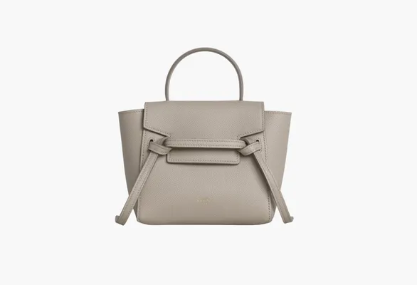 Сумки Celine Pico Grained Calfskin Leather Belt Bag Light Taupe «Grey» серый