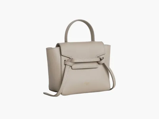 Сумки Celine Pico Grained Calfskin Leather Belt Bag Light Taupe «Grey» серый
