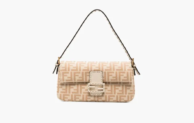 Сумки Fendi Baguette 1976 Large Wool Bag «Beige/Brown» бежевый