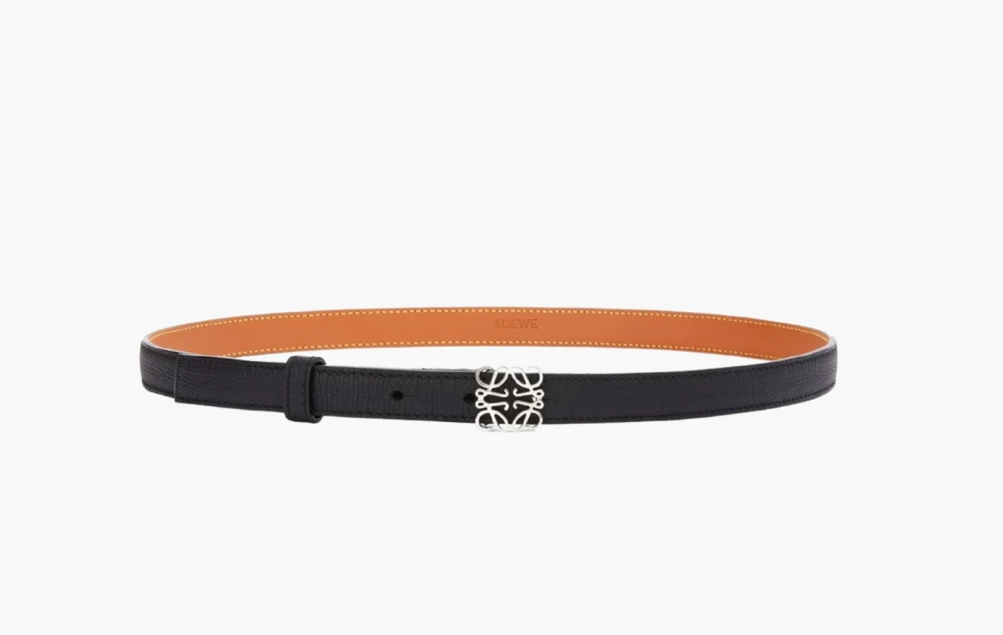 Loewe Anagram Pebble Grain Calfskin Leather Belt «Black/Palladium»