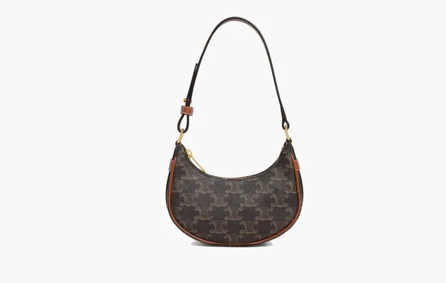 Сумки Celine Triomphe Ava Canvas And Calfskin Leather Mini Bag «Tan» серый