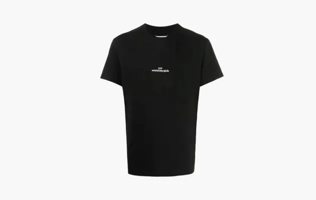 Одежда Maison Margiela Logo-embroidered Cotton T-shirt «Black» черный