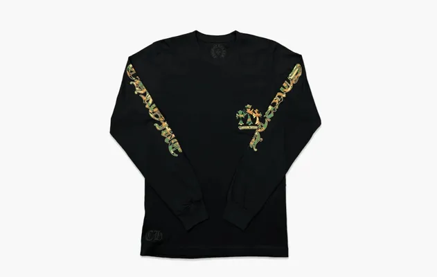 Одежда Chrome Hearts Camo Horseshoe L/S T-Shirt «Black» черный