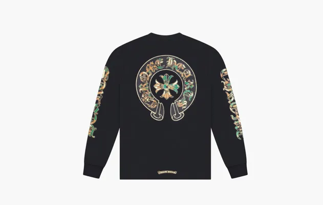 Одежда Chrome Hearts Camo Horseshoe L/S T-Shirt «Black» черный