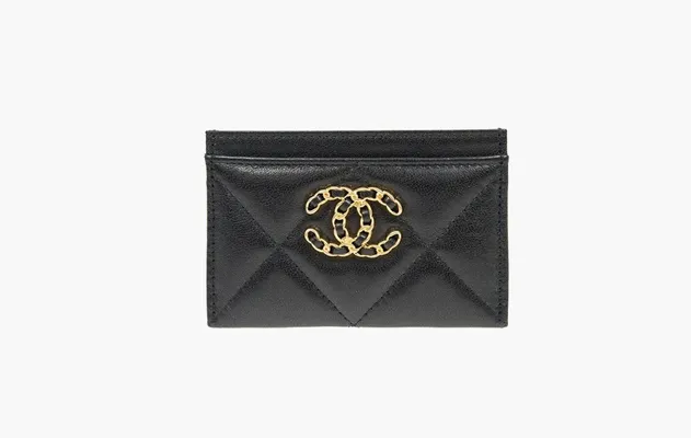 Аксессуары Chanel СС Logo Calfskin Leather Cardholder «Black» черный