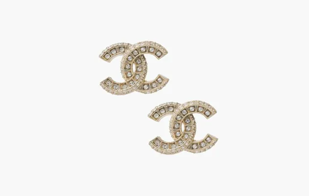 Аксессуары Chanel Crystal CC Gold Stud Earrings «Gold» золотой