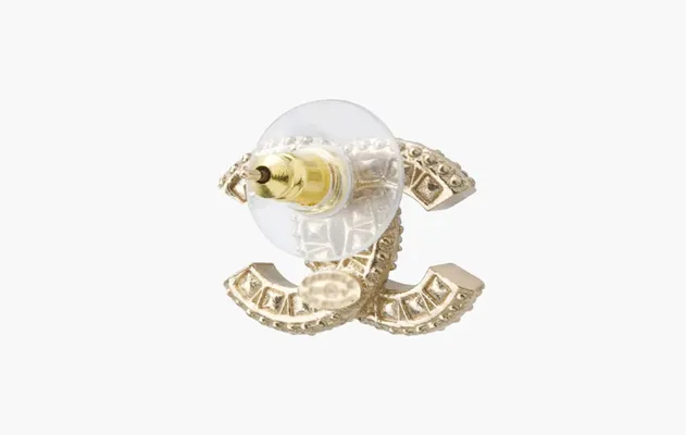 Аксессуары Chanel Crystal CC Gold Stud Earrings «Gold» золотой