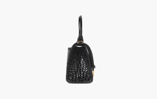Сумки Balenciaga Hourglass Crocodile Embossed Xs Handbag «Black» черный